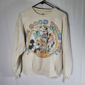 Disney Good Times Roll Crewneck Sweatshirt Mickey & Friends Medium